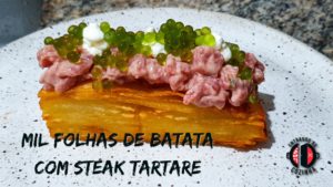 Leia mais sobre o artigo Como fazer Mil folhas de batata com steak tartare, creme azedo e caviar de cheiro verde