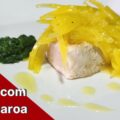 Robalo com fios de baroa e emulsão de coentro